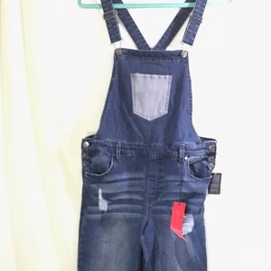 Celebrity Pink Women's Overalls Destructed Raw Hem
